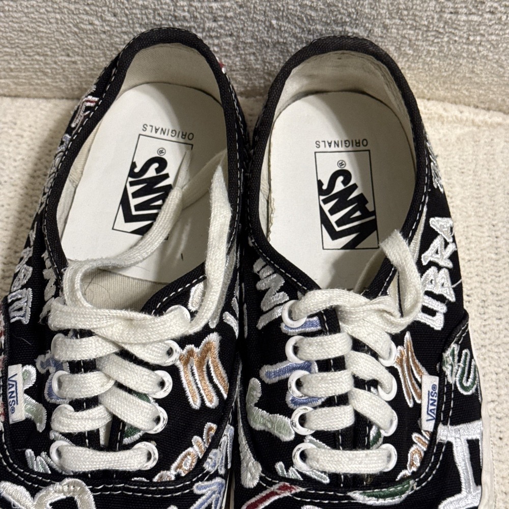 Vans OG Authentic LX Zodiac Pack VN0A4BV94IK Black Embroidered Shoes Mens 8 - Picture 2 of 10